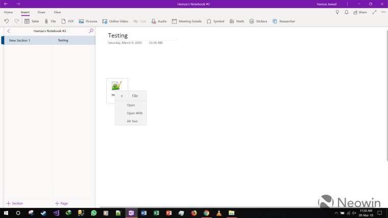 OneNote para Windows 10 permite editar y guardar archivos añadidos