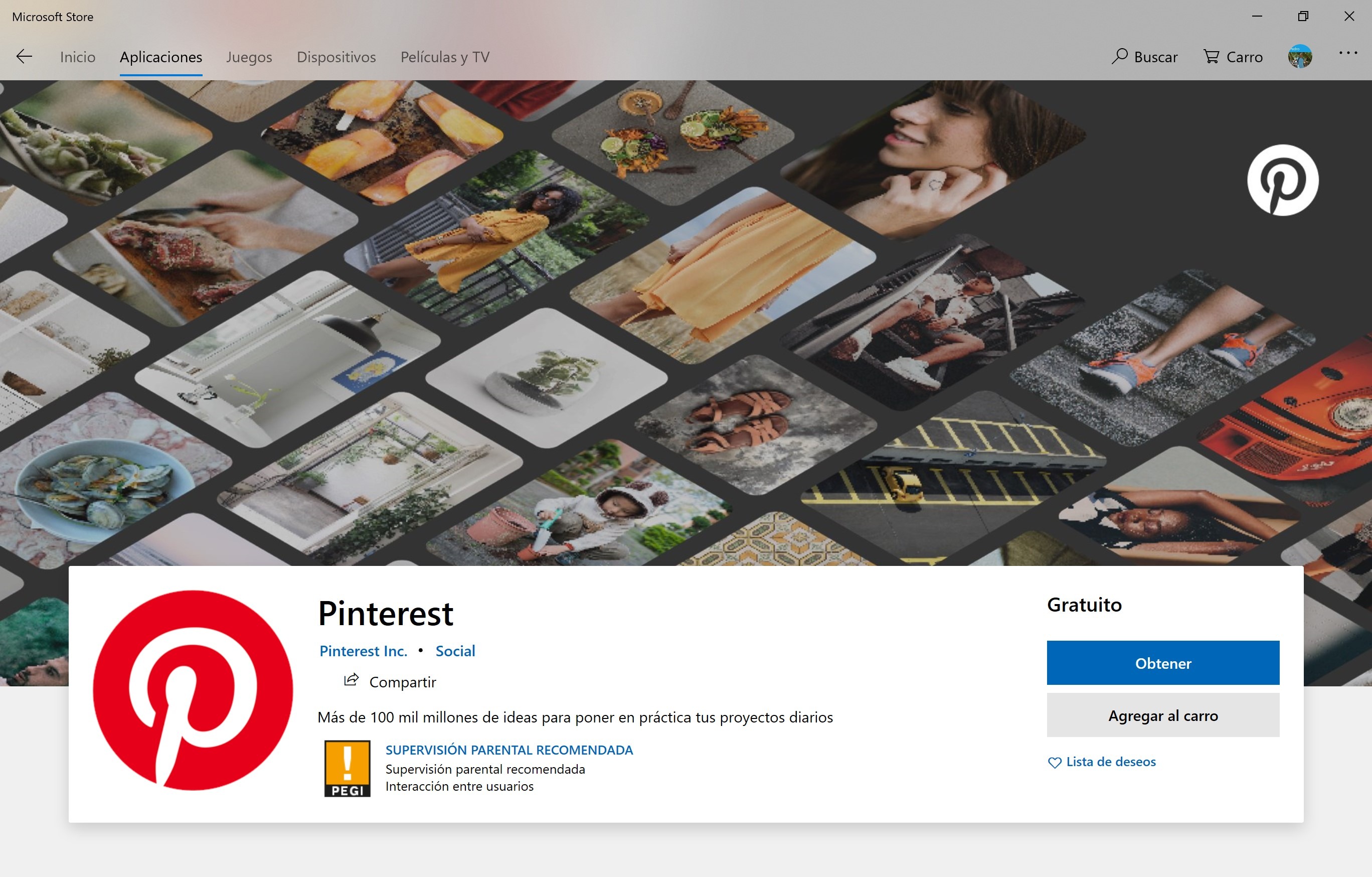 Pinterest apuesta por una PWA para Windows 10
