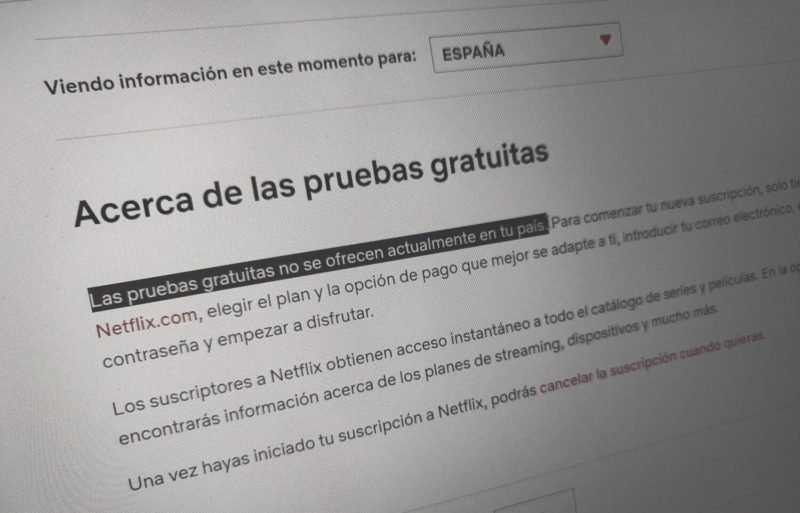 Netflix elimina el periodo de prueba gratuito en España y otros países
