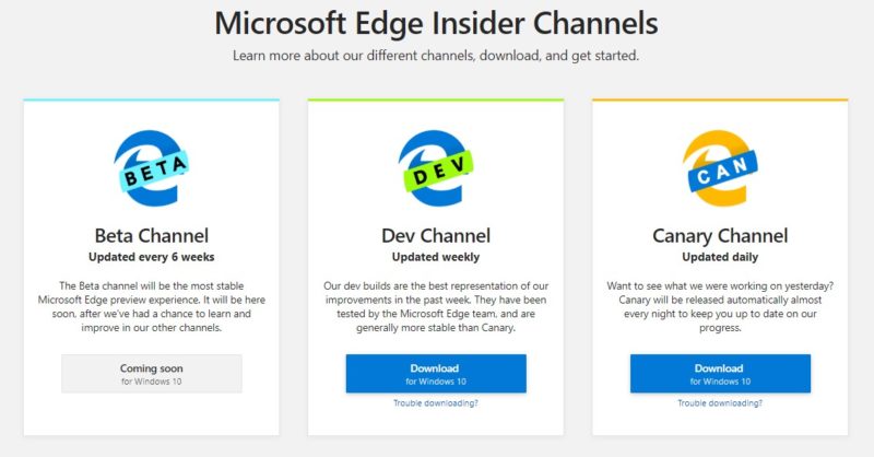 Microsoft Edge Insider (Chromium) ya disponible como preview