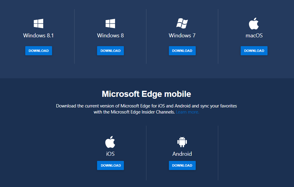 Edge para Windows 7/8
