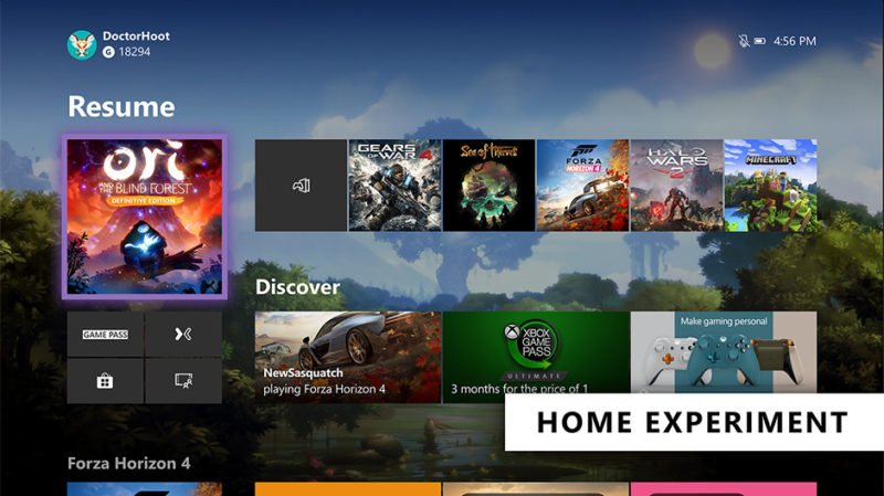 Xbox prueba su nueva Home en el anillo Skip Ahead
