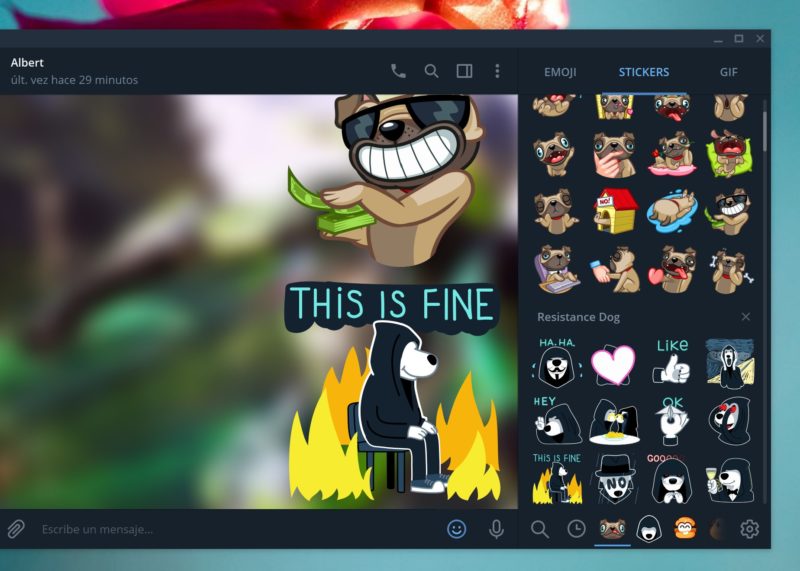 Telegram Desktop añade Stickers animados en Windows 10