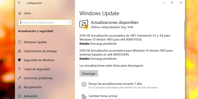 Nueva actualización acumulativa para Windows 10 May 2019 Update