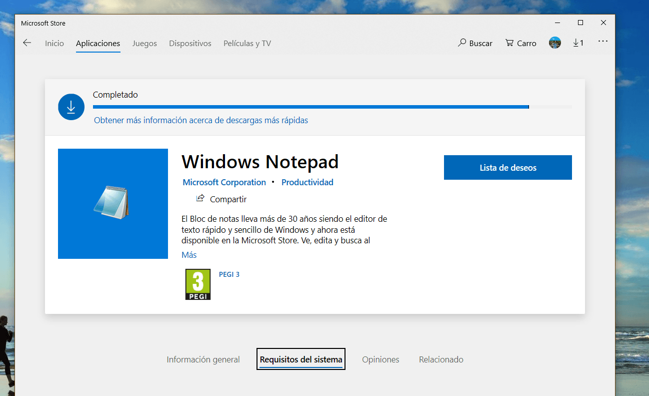 Notepad ya está disponible en la Microsoft Store