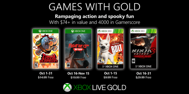 Estos son los Games with Gold de octubre en Xbox