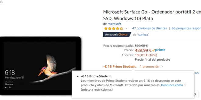 Amazon Prime Student te da hasta un 10% de descuento en Surface