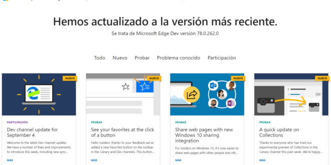 Microsoft Edge Dev presenta la Build 78.0.262.0 con muchas novedades