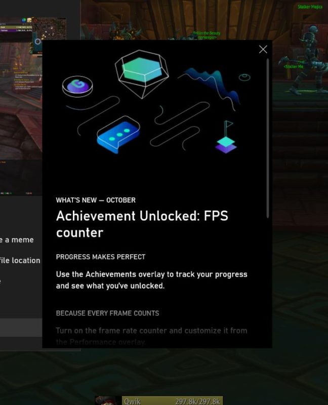 La Barra de juegos de Xbox añade logros y contador de FPS