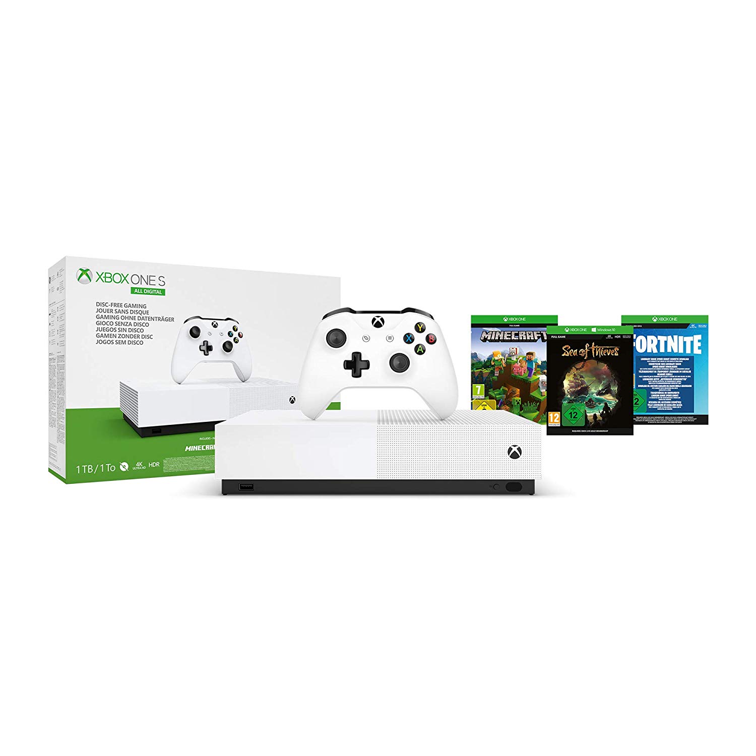 ¡Ofertón! Xbox One S 1 TB All-Digital Edition más tres juegos con un 41% de descuento