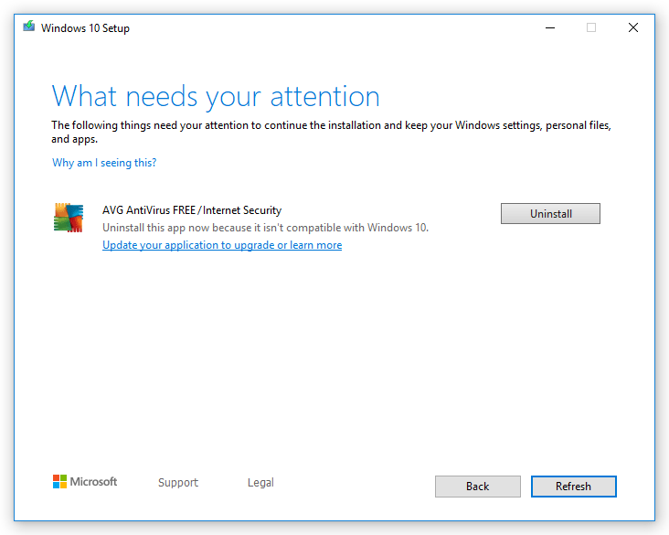Si usas un antivirus AVG o Avast antiguos, no podrás actualizar a Windows 10 1909