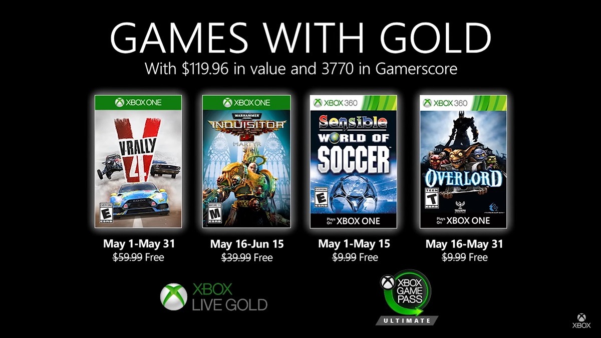 Estos son los Games with Gold de Xbox para Mayo