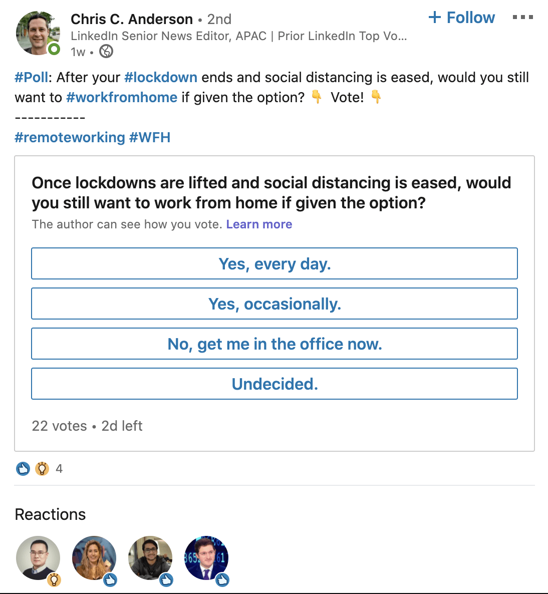 LinkedIn añade una nueva herramienta para crear encuestas