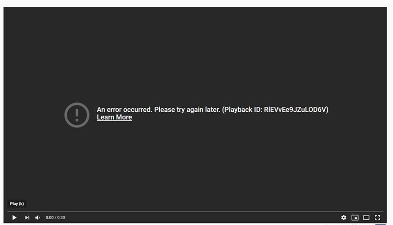 Ha ocurrido un error al ver vídeos en YouTube a través de Microsoft Edge