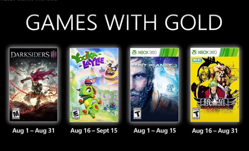 Los Games with Gold para Agosto de Xbox incluyen Darksiders III entre sus nuevos títulos