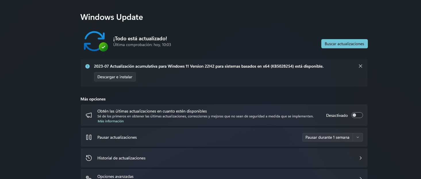 Windows 11 22H2 recibe una nueva actualización el parche KB5028254